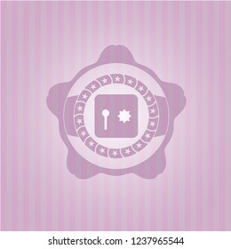 safe, safety deposit box icon inside retro style pink emblem