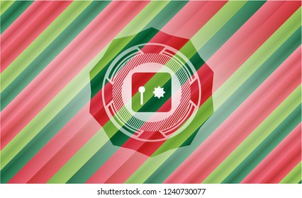 safe, safety deposit box icon inside christmas colors style badge.