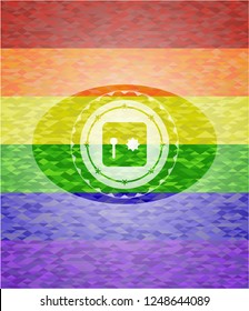 safe, safety deposit box icon on mosaic background with the colors of the LGBT flag