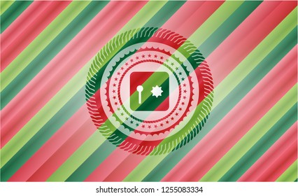 safe, safety deposit box icon inside christmas style badge..