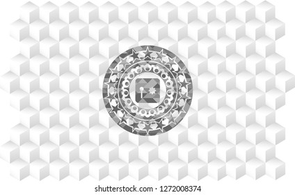 safe, safety deposit box icon inside grey icon or emblem with geometric cube white background