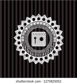 safe, safety deposit box icon inside silver badge or emblem