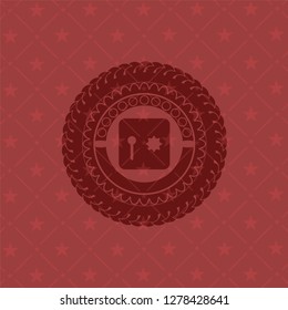 safe, safety deposit box icon inside badge with red background