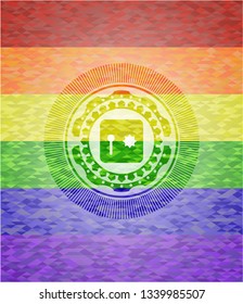 safe, safety deposit box icon on mosaic background with the colors of the LGBT flag