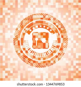 safe, safety deposit box icon inside abstract orange mosaic emblem with background