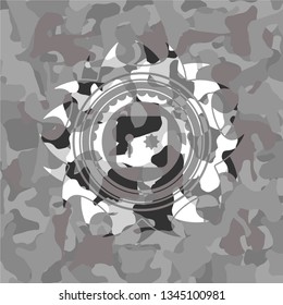 safe, safety deposit box icon inside grey camouflage emblem