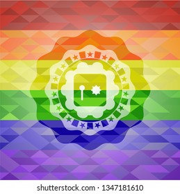 safe, safety deposit box icon on mosaic background with the colors of the LGBT flag