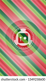 safe, safety deposit box icon inside christmas emblem background.