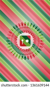 safe, safety deposit box icon inside christmas colors badge.
