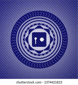 safe, safety deposit box icon inside denim background