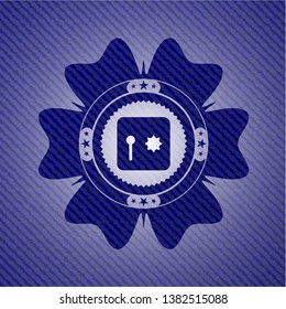 safe, safety deposit box icon inside denim background