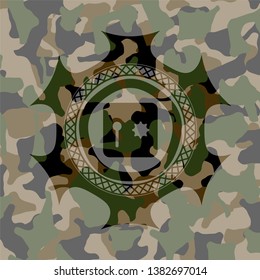 safe, safety deposit box icon on camo texture