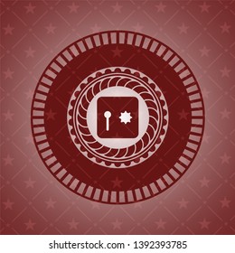 safe, safety deposit box icon inside vintage red emblem