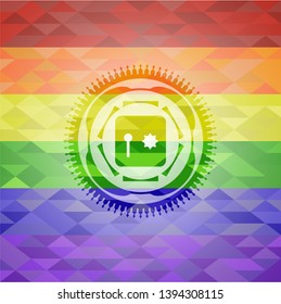 safe, safety deposit box icon inside lgbt colors emblem 