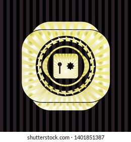 safe, safety deposit box icon inside shiny badge