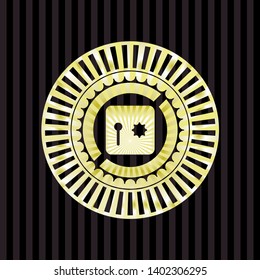 safe, safety deposit box icon inside shiny emblem