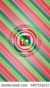 safe, safety deposit box icon inside christmas colors emblem.