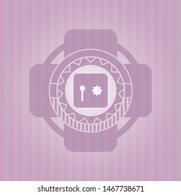 safe, safety deposit box icon inside retro style pink emblem