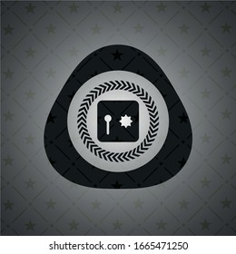 safe, safety deposit box icon inside dark emblem