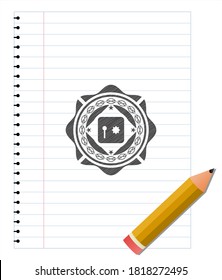 safe, safety deposit box icon pencil emblem. Vector Illustration. Detailed. 