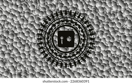 safe, safety deposit box icon inside black emblem with bubbles background. Vector Illustration. Detailed. 