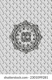 safe, safety deposit box icon inside silver color emblem. Scales pattern. Vector Illustration. Detailed. 