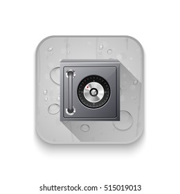 safe or safety deposit box With long shadow over app button