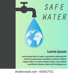 safe / save water concept with text space for your slogan / tagline, vector illustration