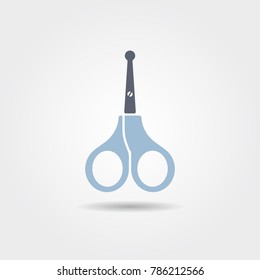 Safe scissors for child care. Flat icon