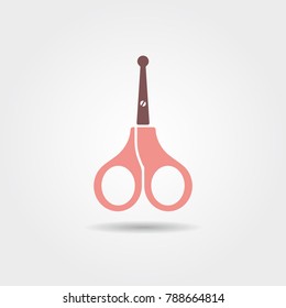 Safe scissors for child care. Flat icon