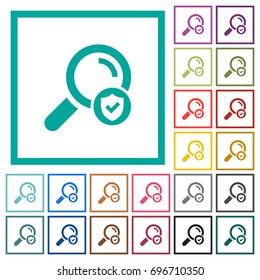 Safe search flat color icons with quadrant frames on white background