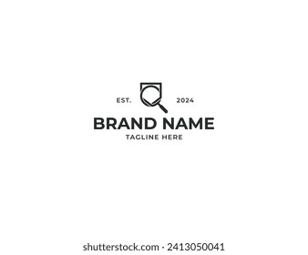 Safe Search Logo Concept icon sign symbol Design Element. Shield with Magnifying Glass Logotype. Vector illustration template