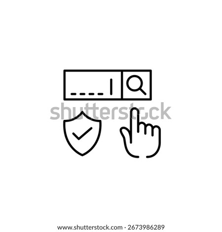Safe search, verified results. Certified browsing engine. Pixel perfect, editable stroke vector icon