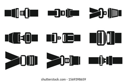 Iconos del cinturón de seguridad. Conjunto simple de iconos vectoriales de cinturones de seguridad para el diseño web sobre fondo blanco