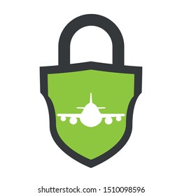 safe secure airplane padlock icon vector illustration