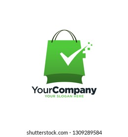 safe and secure check mark shopping logo template