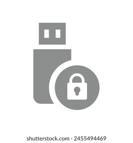 Safe and secure memory stick icon. Usb flash drive with padlock vector.
