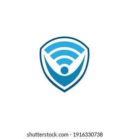 safe secure network signal vector logo design