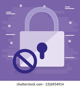 safe secure padlock with denied symbol