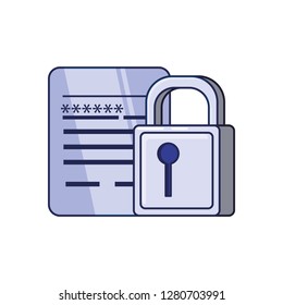 safe secure padlock and document with password