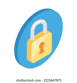 safe secure padlock isometric icon