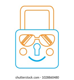 safe secure padlock kawaii character