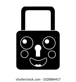 safe secure padlock kawaii character