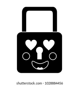 safe secure padlock kawaii character