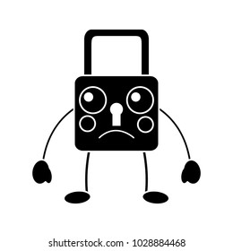 safe secure padlock kawaii character