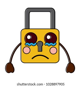 safe secure padlock kawaii character