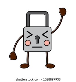 safe secure padlock kawaii character