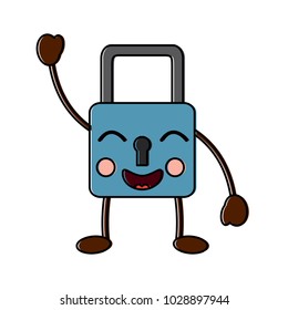 safe secure padlock kawaii character