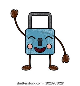 safe secure padlock kawaii character