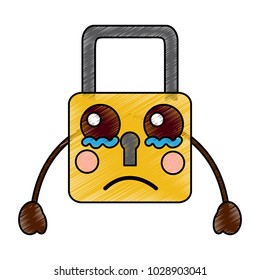 safe secure padlock kawaii character